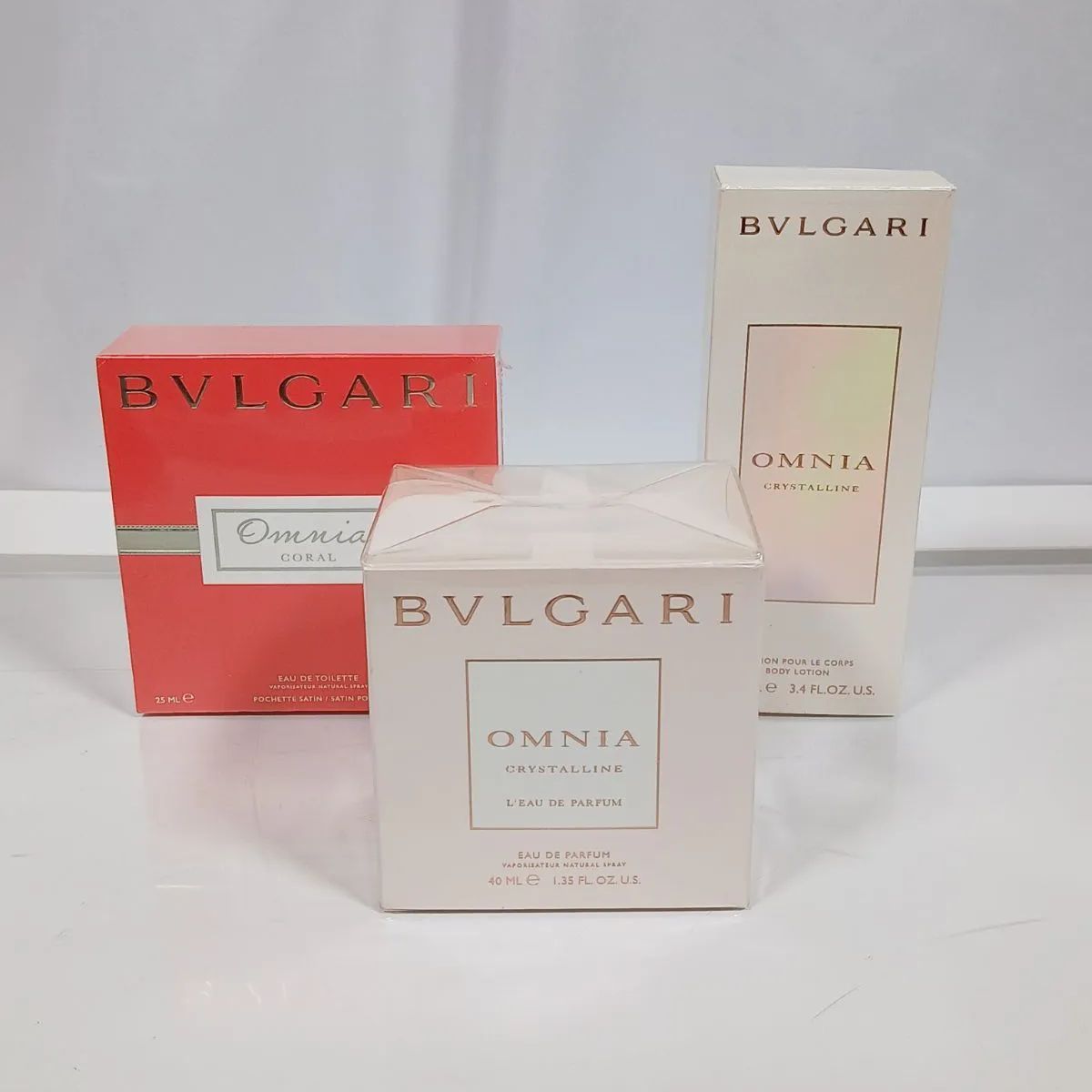 BVLGARI ブルガリ オムニア シリーズ 3点セット(香水2点 クリスタリン / コーラル、ボディミルク1点)