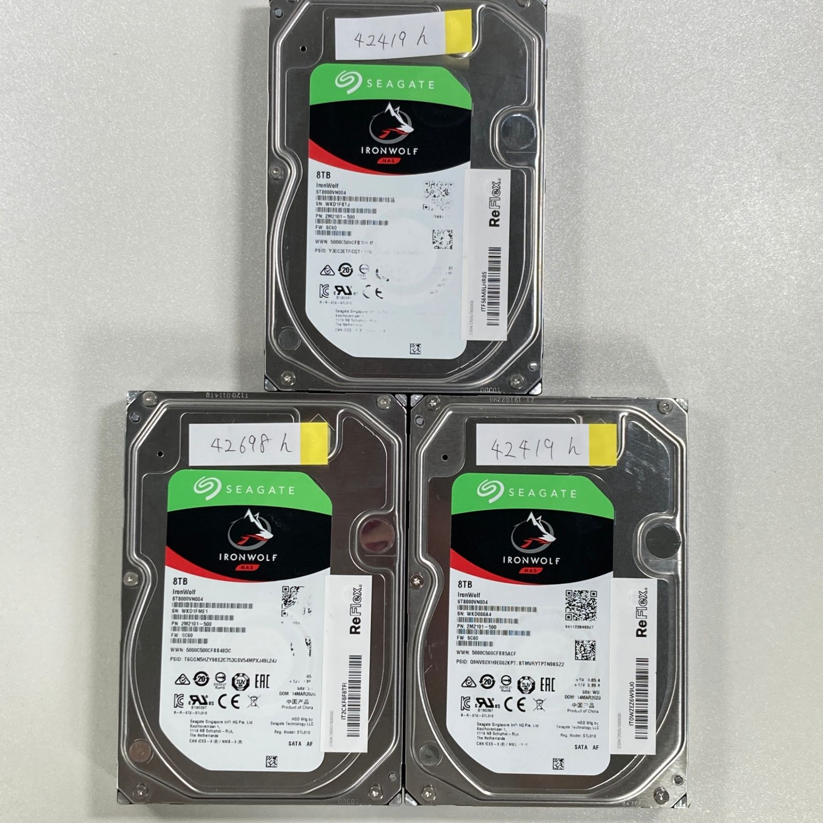 【中古】 Seagate IronWolf 3.5 8TB 3枚セット