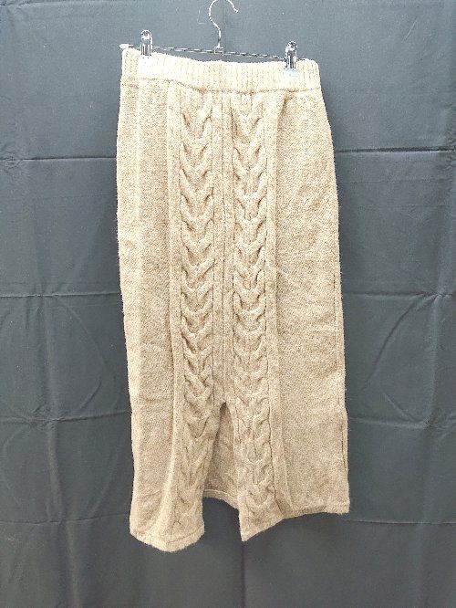 ◇ CIAOPANIC　TYPY フロントスリット ロング エアヤーン ケーブル ニット スカート ONE SIZE キャメル レディース E 【1301260040072】