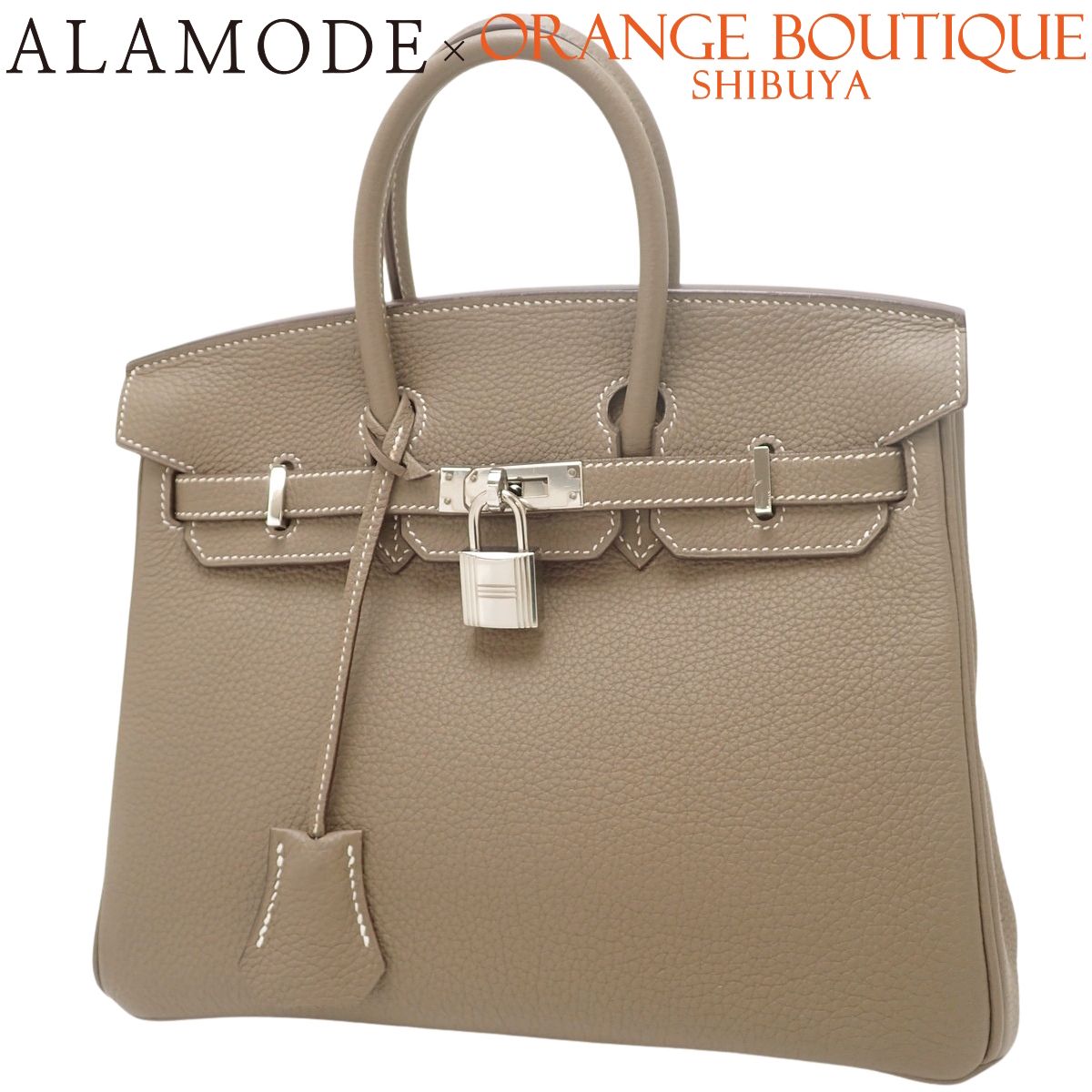 HERMES(エルメス) バーキン25 エトゥープ/エトープ グレージュ トゴ パラジウム金具 シルバー金具 A刻印 ハンドバッグ トートバッグ レディース 40802195691【アラモード】