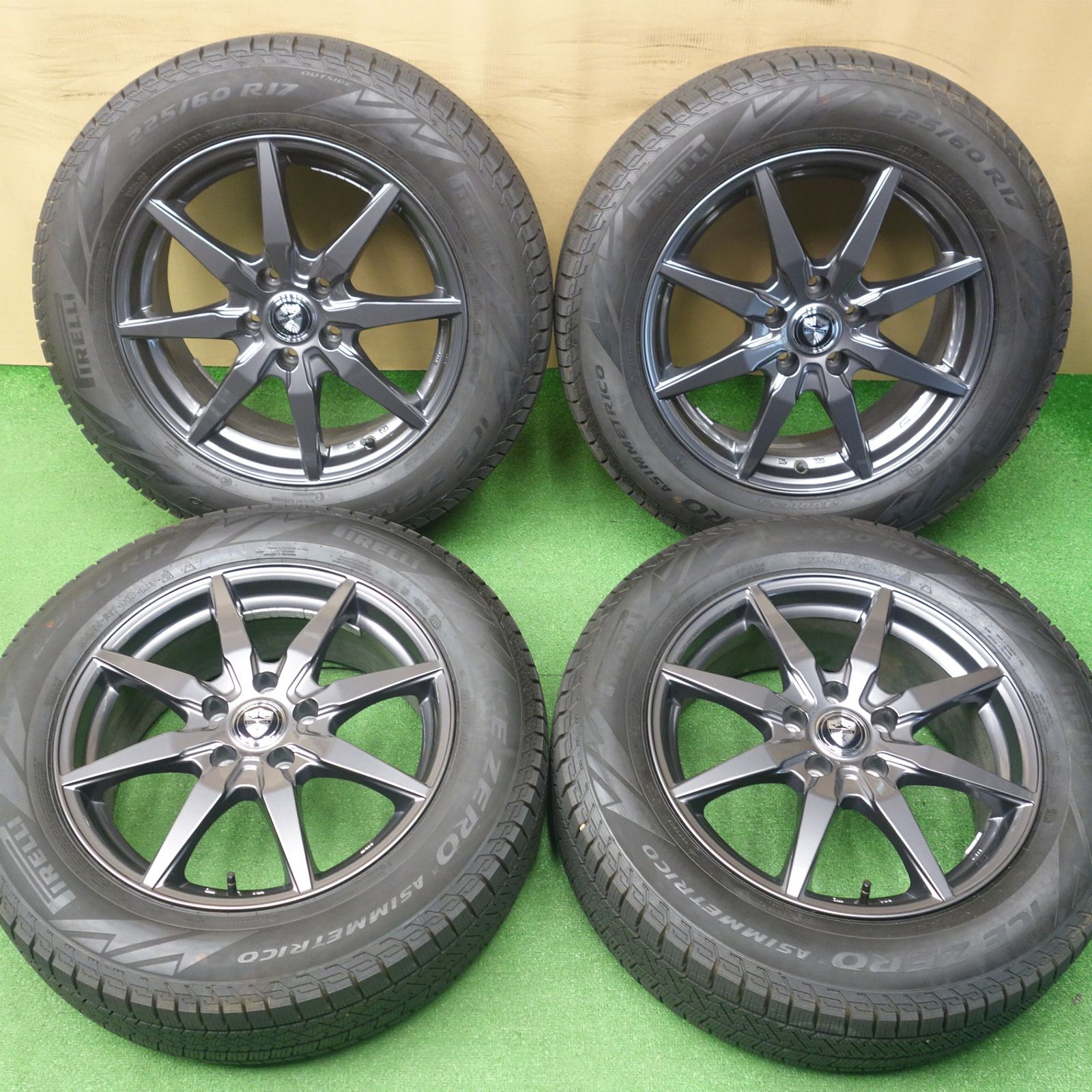 バリ溝!25年!キレイ!9.5分以上★スタッドレス 225/60R17 ピレリ アイスゼロ アシンメトリコ ESTROSA EST-8S エステローザ 17インチ PCD114.3/5H★6050201KTス