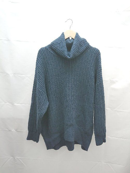 ◇ JEANASIS ジーナシス ハイネック ケーブル 起毛 シンプル 長袖 ニット サイズF ブルー系 レディース E 【1303160002068】