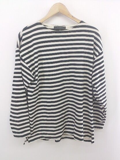 ◇ nano universe ナノ ユニバース ボーダー 長袖 Tシャツ カットソー サイズS ホワイト系 ブラック メンズ E 【1303240004524】