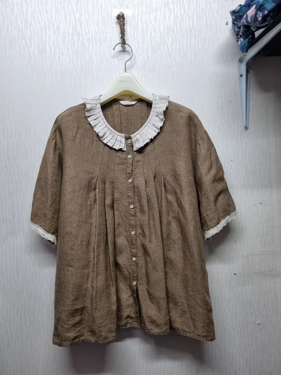 ピンク リネン 半袖 77