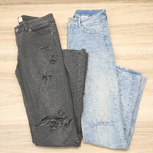 ◇ 《 H&M エイチアンドエム まとめ売り2点セット サイズ38 ダメージ加工 無地 スキニーデニムパンツ レディース 》 E 【1305150013924】