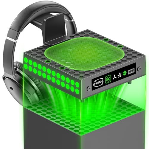 X-box Series X冷却ファン クーリングファン 低騒音 知的温度制御 手動/AUTOモード 3段階速度調整 取り付け簡単 熱対策 排熱 防塵 取り外し可能なヘッドセットフック付き RGB LED雰囲気ライト付 XboxシリーズX コ 09acff03