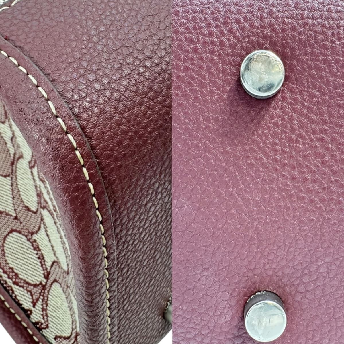 COACH コーチ 2wayトートバッグ シグネチャー ストライプ ワインレッド