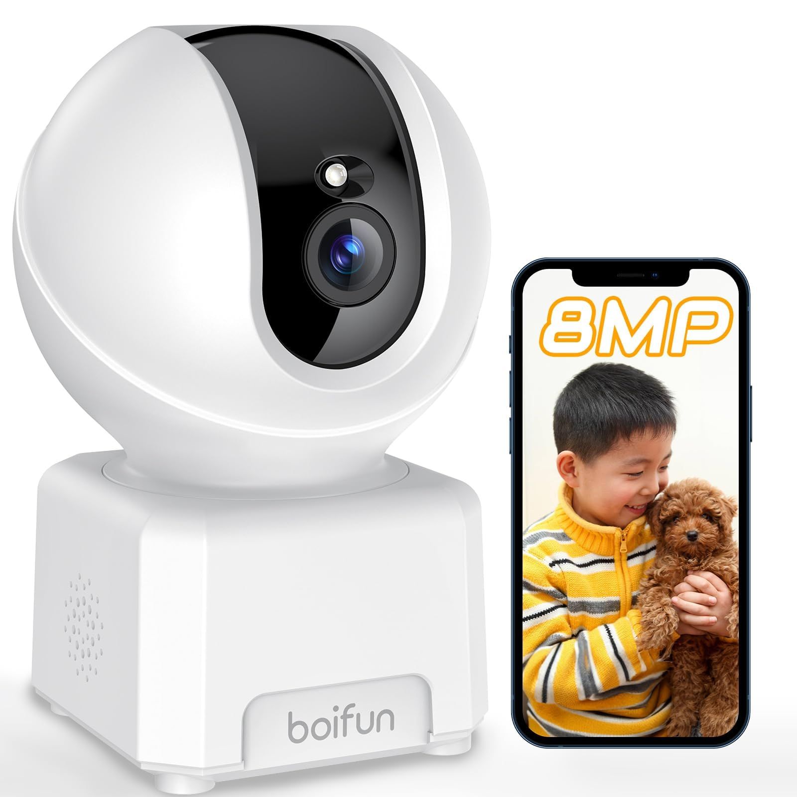 【メーカー2年保証・4Ｋ800万高画素進化・2.4G&5GWiFi両対応】 ペットカメラ BOIFUN 監視防犯カメラ 全日録画 見守りカメラ 室内用 超広角 赤外線夜間 スマホとパソコン連動 AI知能ホームカメラ 屋内ネットワークカメラ ワ c47e87d4