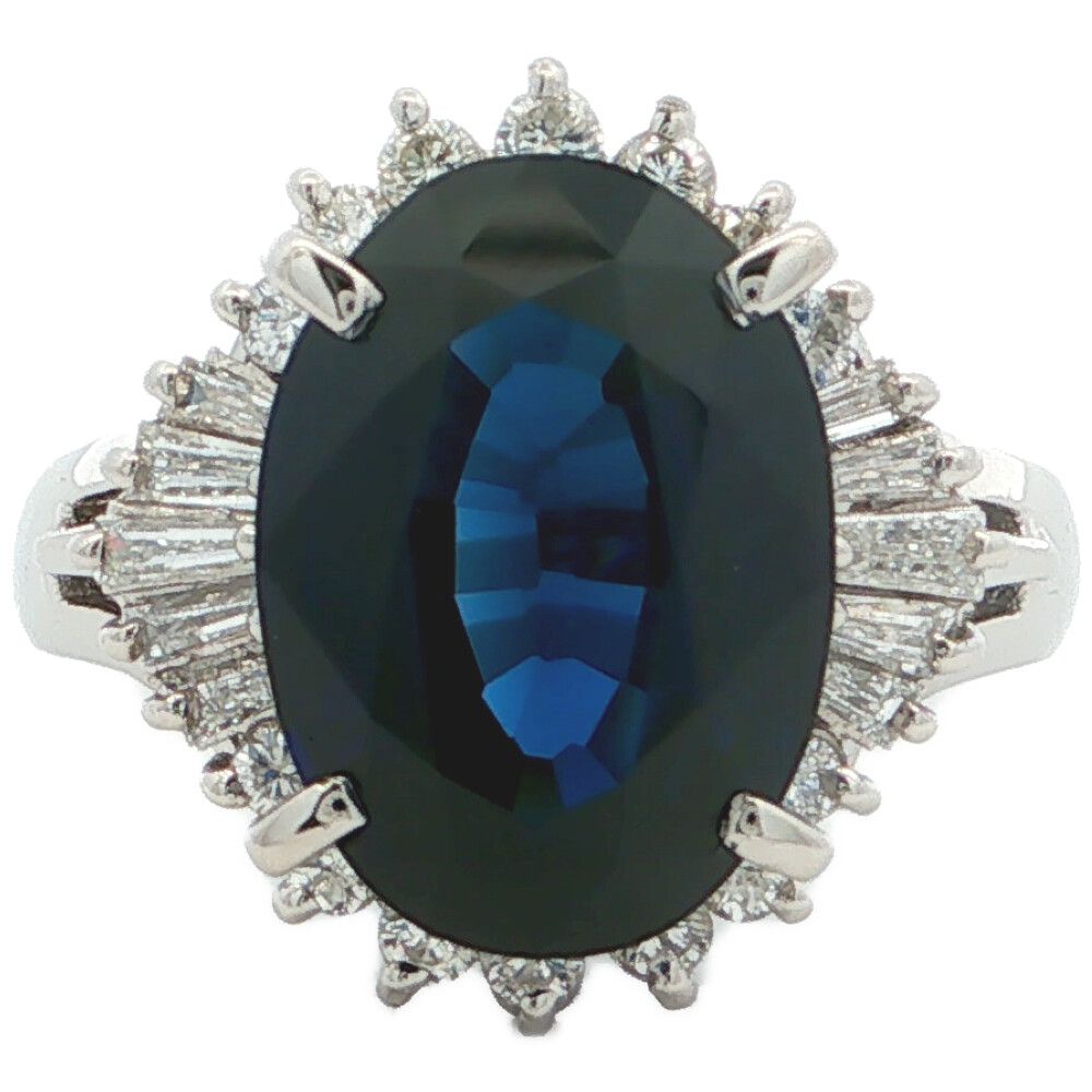 5.37ct 0.37ct サファイア メレダイヤリング 指輪 Pt900-8.2g 8号 #48 プラチナ【♀】【S】【レディース】★■611876【中古】