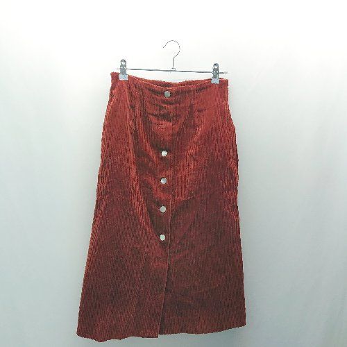 ◇ spick&span コーデュロイ生地 メタルボタン カジュアル ロング丈 タイト スカート サイズ36 レッド レディース E 【1307260020946】