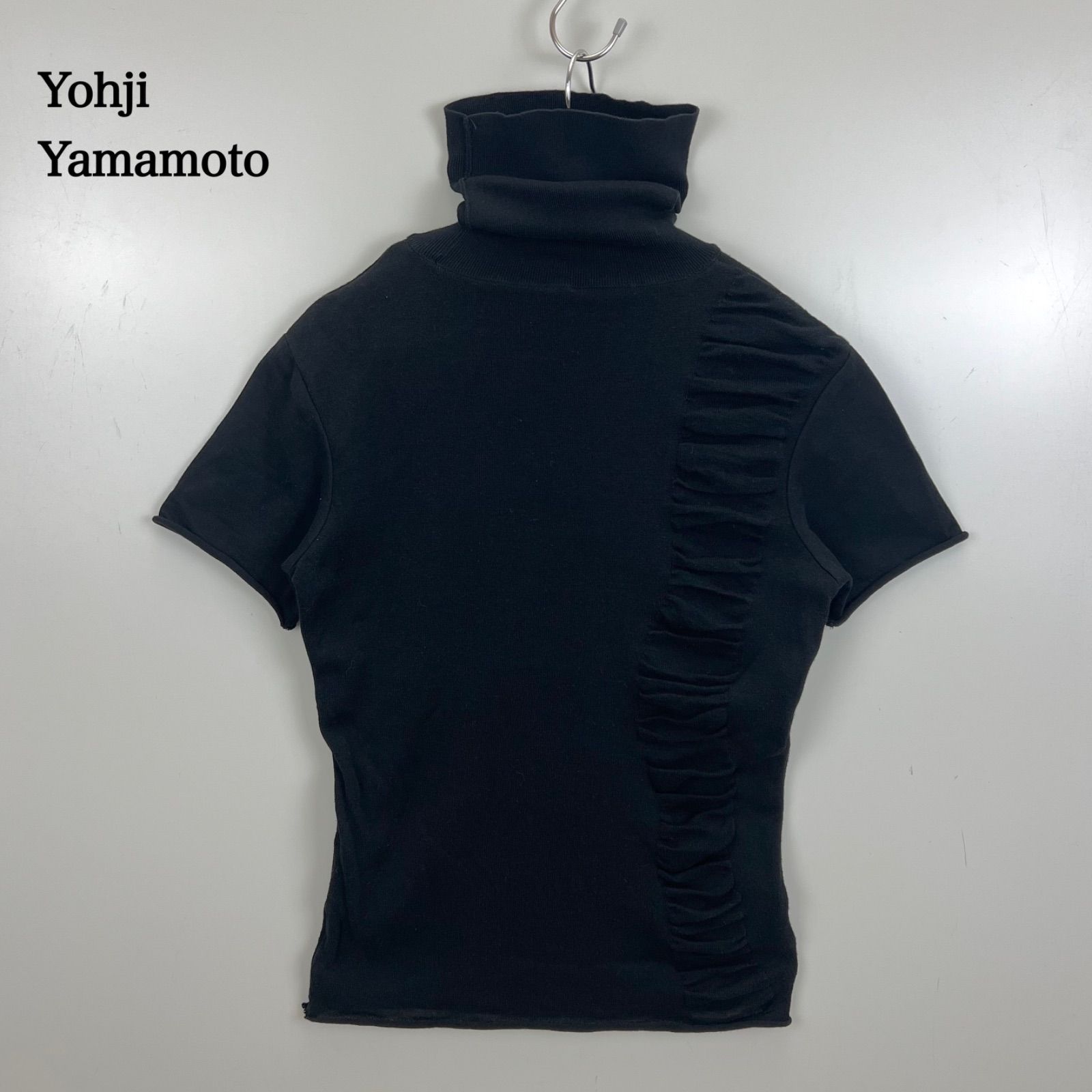 Yohji Yamamoto Y's archive cotton hineck tops 2 M FR-K69-084 ヨウジヤマモト コットン ハイネック シワ加工 半袖 トップス カットソー アーカイブ レア 希少