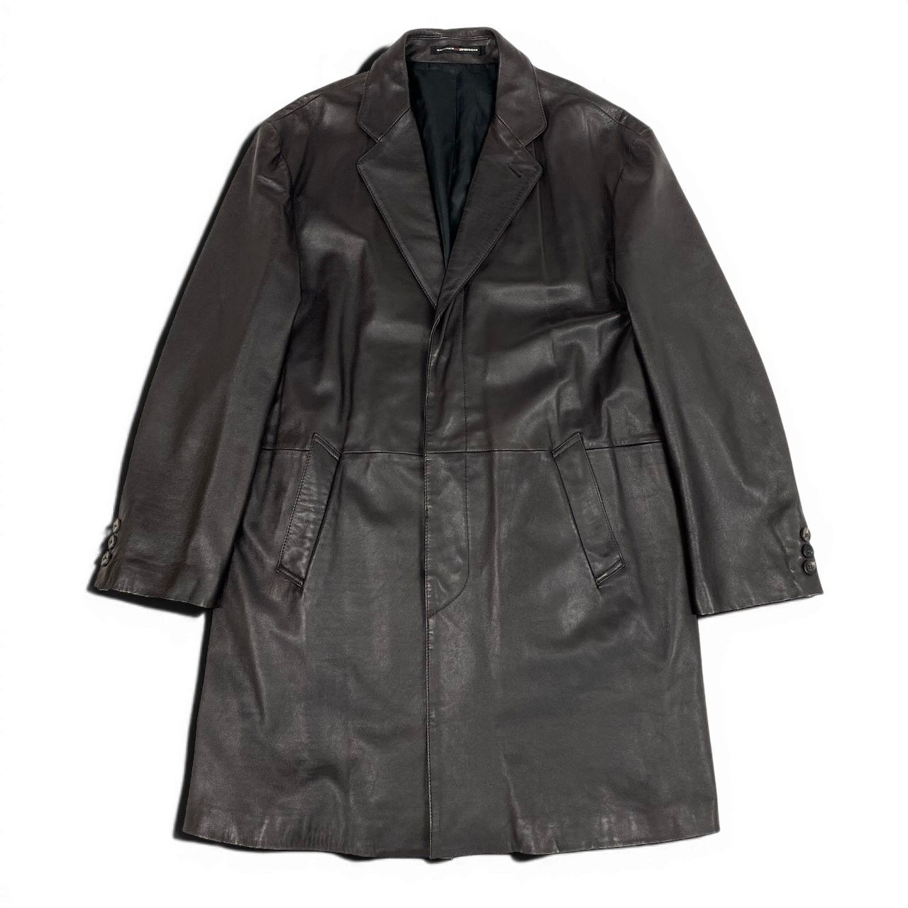 25e14 Jean Paul Gaultier HOMME objet ジャンポールゴルチエ オム ウールライナー ラムレザー オーバーレザーコート サイズ50 ダークブラウン メンズk02i