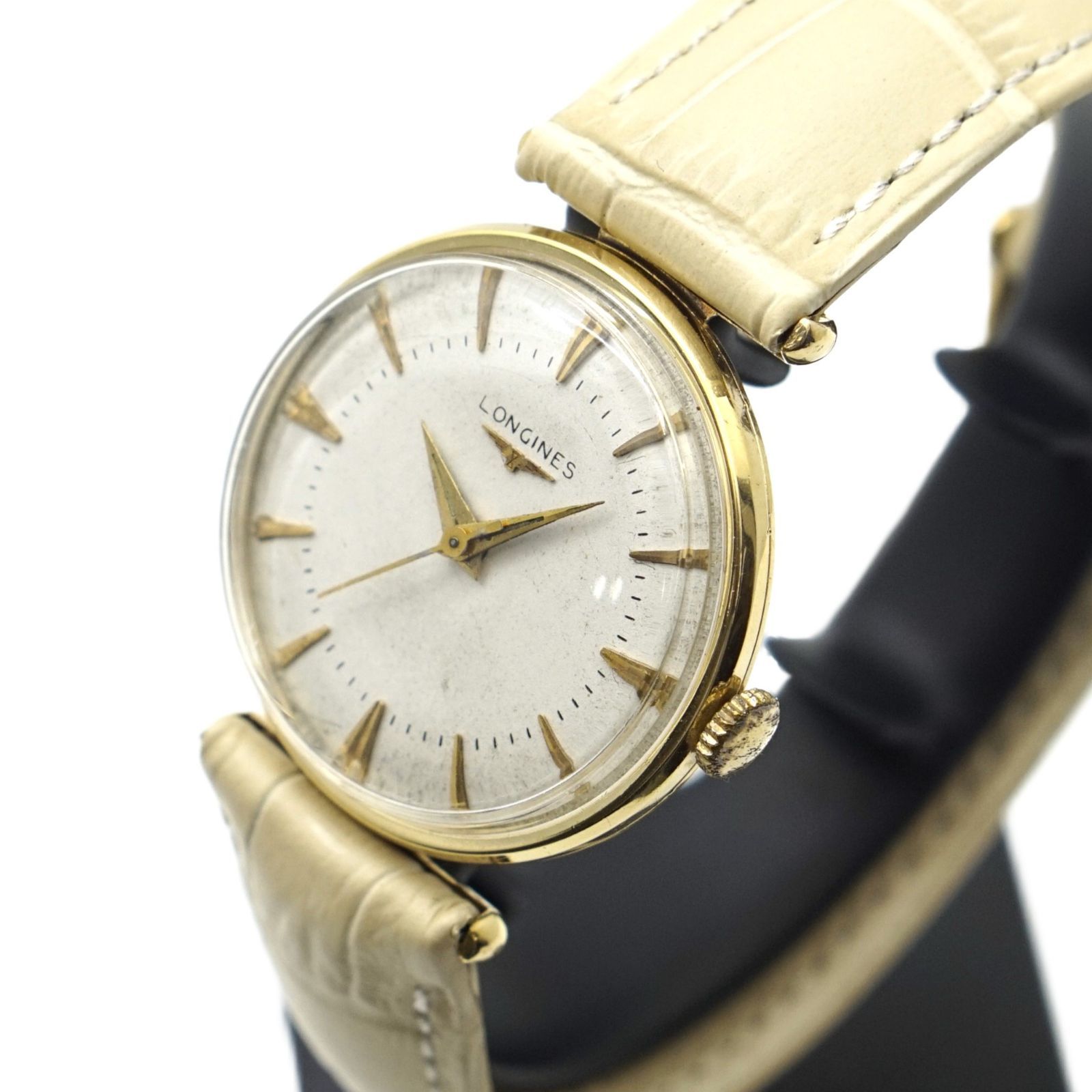 ロンジン 1950年代 14金 Ref.453S OH 手巻き Cal.23ZS 14KYG LONGINES 中古 ヴィンテージ時計 メンズ レディース アンティーク 男性 女性 gold アイボリー 1年保証 W0179