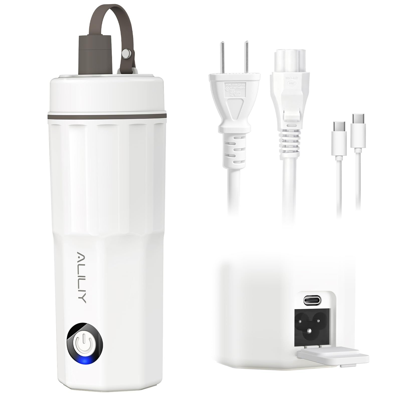 Aliliy 電気ケトル ポータブル トラベルケトル 小型 380ML 100V 300W 低消費電力 2WAY給電 Type-C給電で保温 持ち運びケトル 湯沸かし 一人暮らし 電気ポット トラベル 湯沸かし器 水筒 急速沸かし 空焚き防止 漏れない お湯ポ