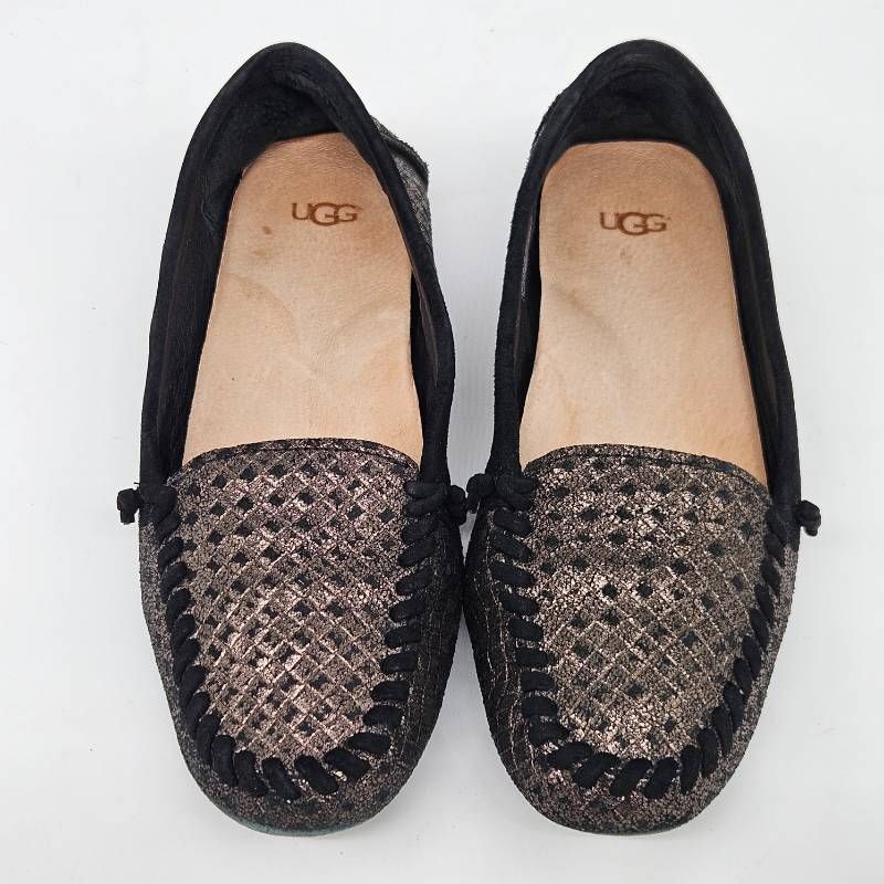 UGG アグ 24.0cm モカシンシューズ ブロンズ メタリック イントレ