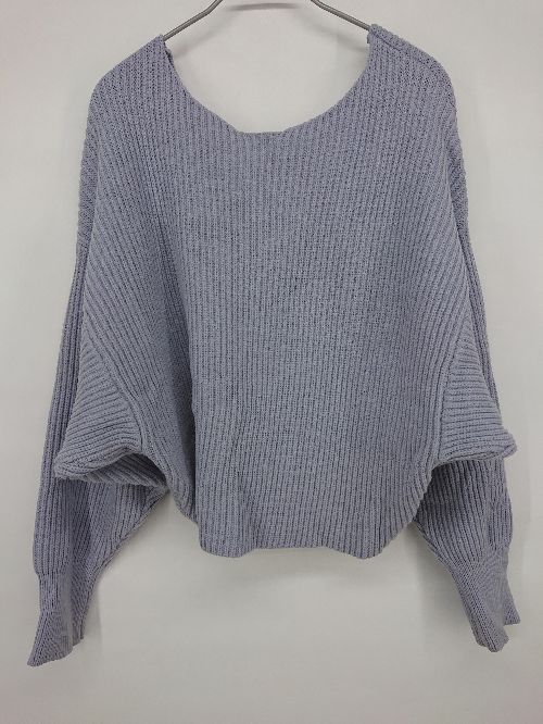 ◇ mystic ミスティック シンプル 無地 カシュクール 長袖 ニット セーター サイズF ブルーグレー系 レディース P 【1308160088043】