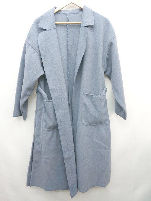 ◇ ◎ ●未使用● fifth フィフス タグ付き くすみカラー ボタンレス 長袖 ロング コート サイズS ブルー レディース P 【1308240005588】