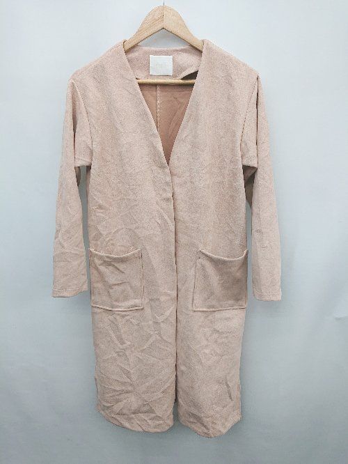 ◇ socolla ソコラ くすみカラー スウェード調 長袖 ノーカラー コート サイズ1 ピンク レディース P 【1308240005113】
