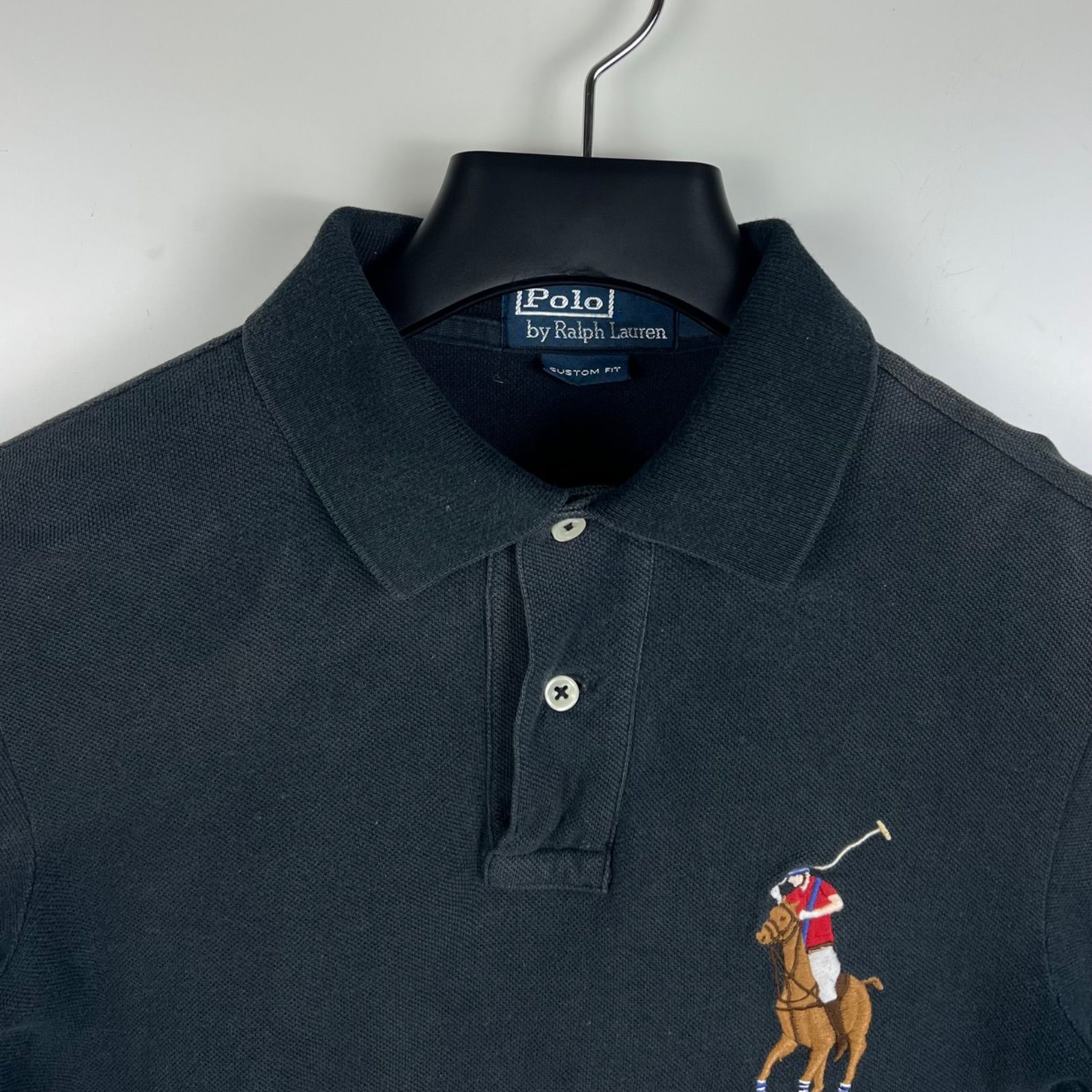 POLO BY RALPH LAUREN 00s y2k archive fade black big ponny polo