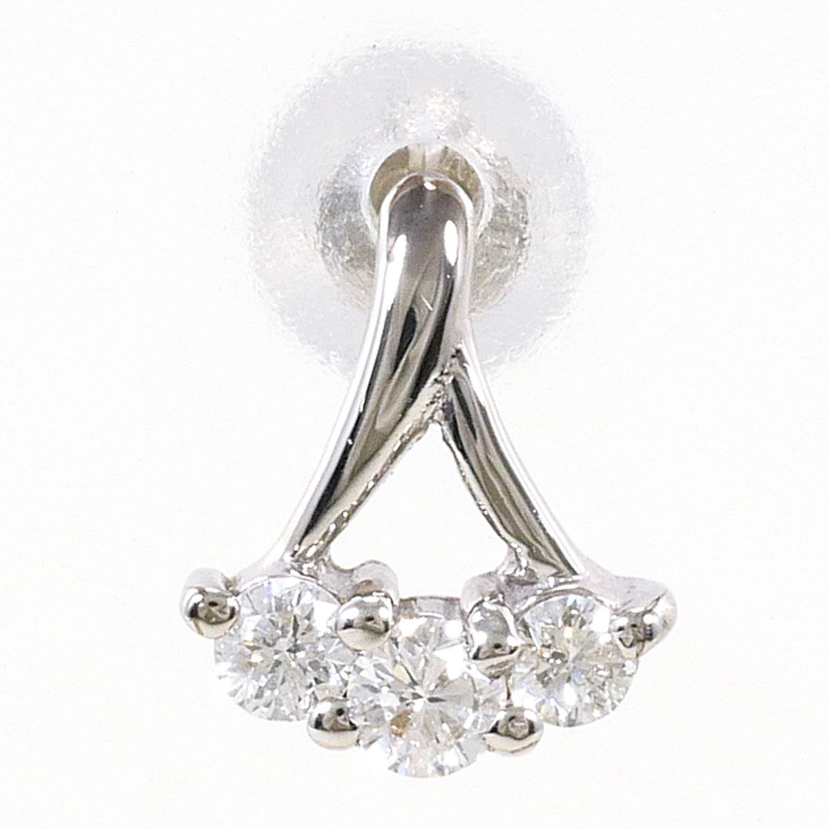 K18WG ピアス(片耳) ダイヤモンド 0.10ct 総重量約0.4g ジュエリー レディース
