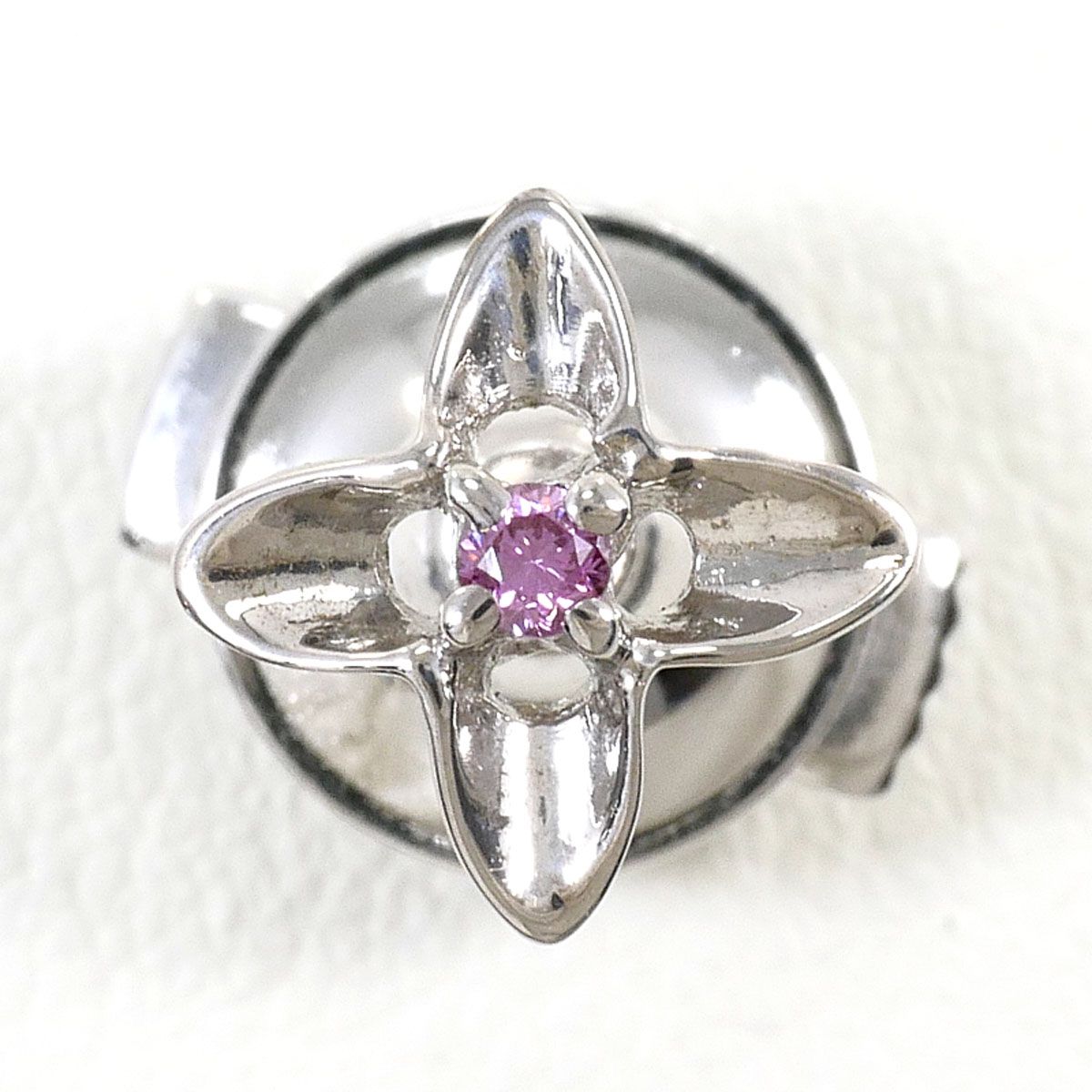 K18WG ブローチ ピンクダイヤモンド 0.03ct 総重量約2.0g ジュエリー