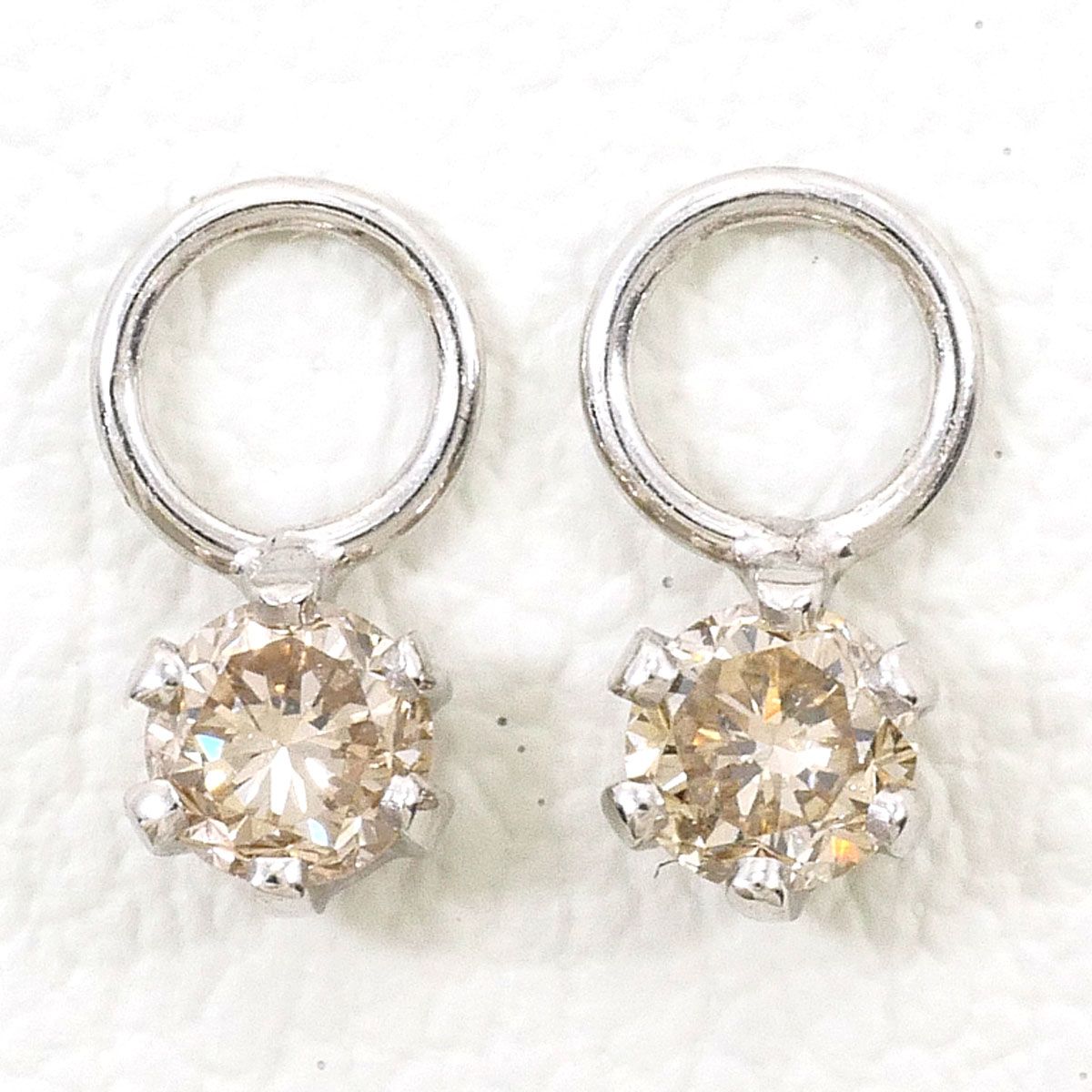 ピアスチャーム K18WG ブラウンダイヤモンド 0.12ct 総重量約0.3g ジュエリー