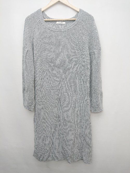 ◇ MOUSSY マウジー シンプル カジュアル 長袖 膝丈 ニットワンピース サイズF グレー系 レディース P 【1308240011497】