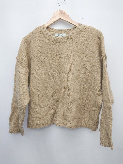 ◇ nano universe ナノ ユニバース ショート丈 シンプル 無地 長袖 ニット セーター サイズ38 ベージュ系 レディース P 【1308240011275】