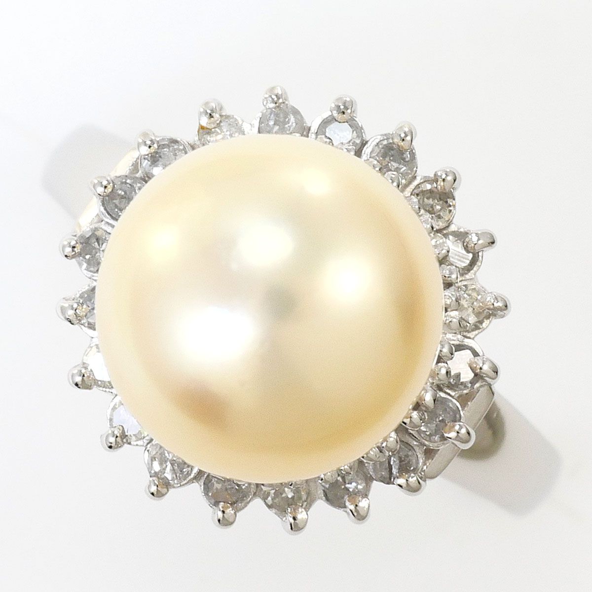 PT900/プラチナ リング・指輪 7号 パール（真珠） ダイヤモンド 0.17ct 総重量約4.7g ジュエリー