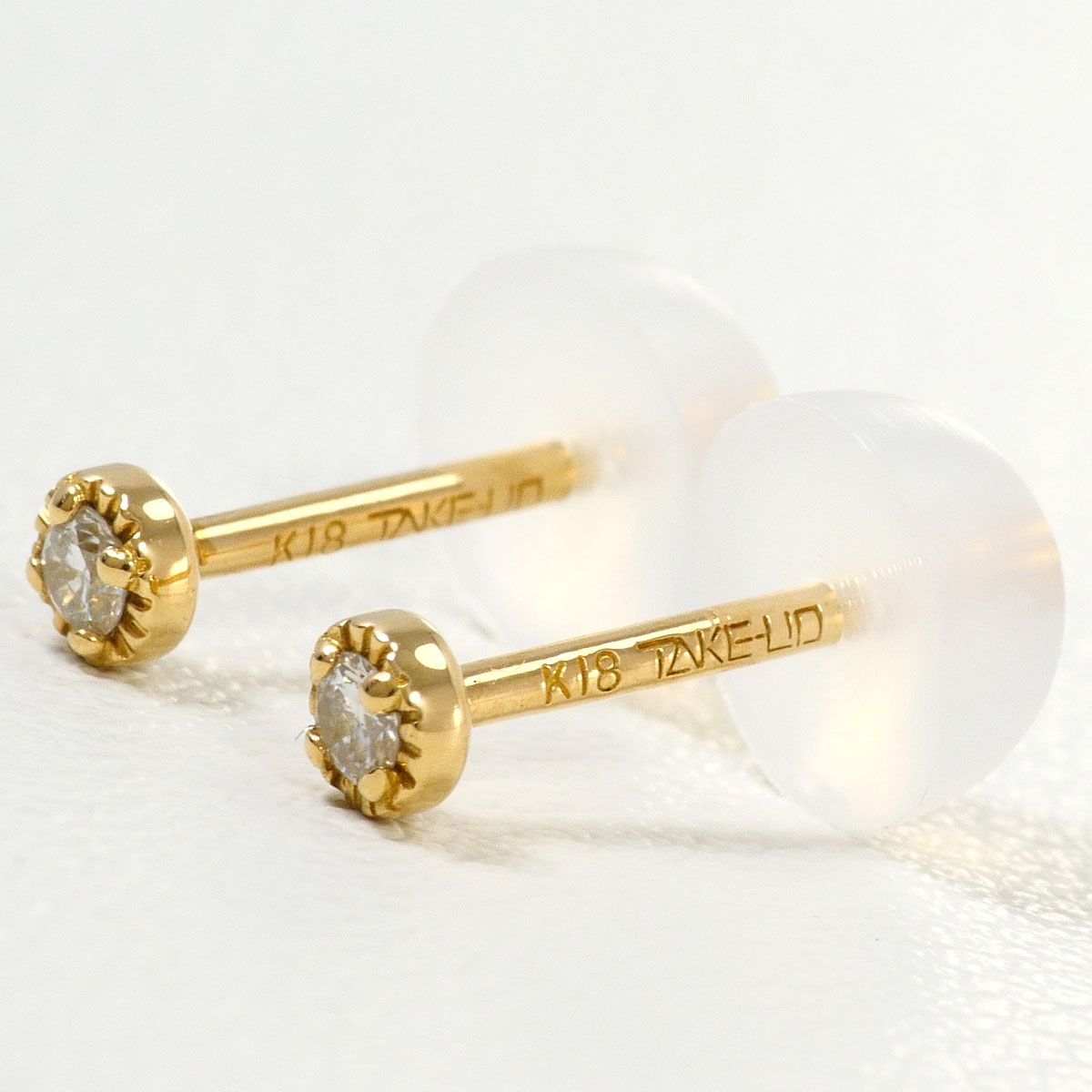テイクアップ TAKE-UP K18YG ピアス ダイヤモンド 0.02ct 総重量約0.4g ジュエリー