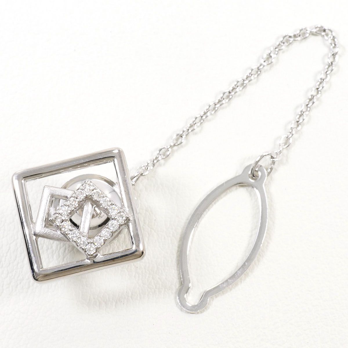 K18WG 合金 ブローチ ダイヤモンド 0.11ct 鑑別書 総重量約5.6g ジュエリー