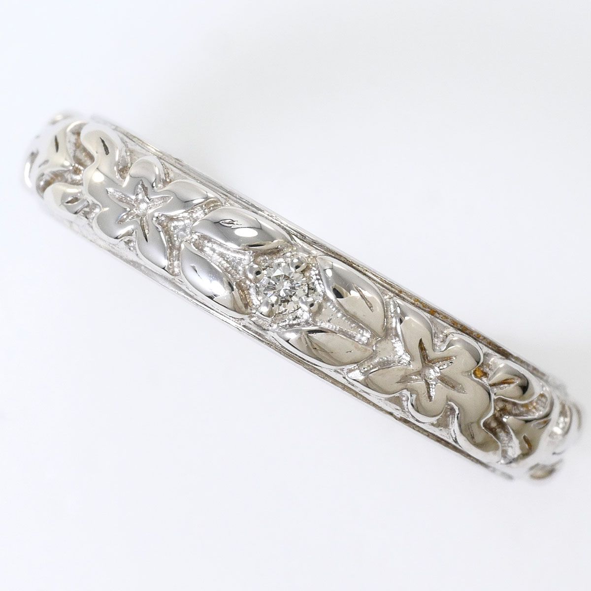 K18WG リング・指輪 10号 ダイヤモンド 0.01ct 鑑別書 総重量約5.0g ジュエリー