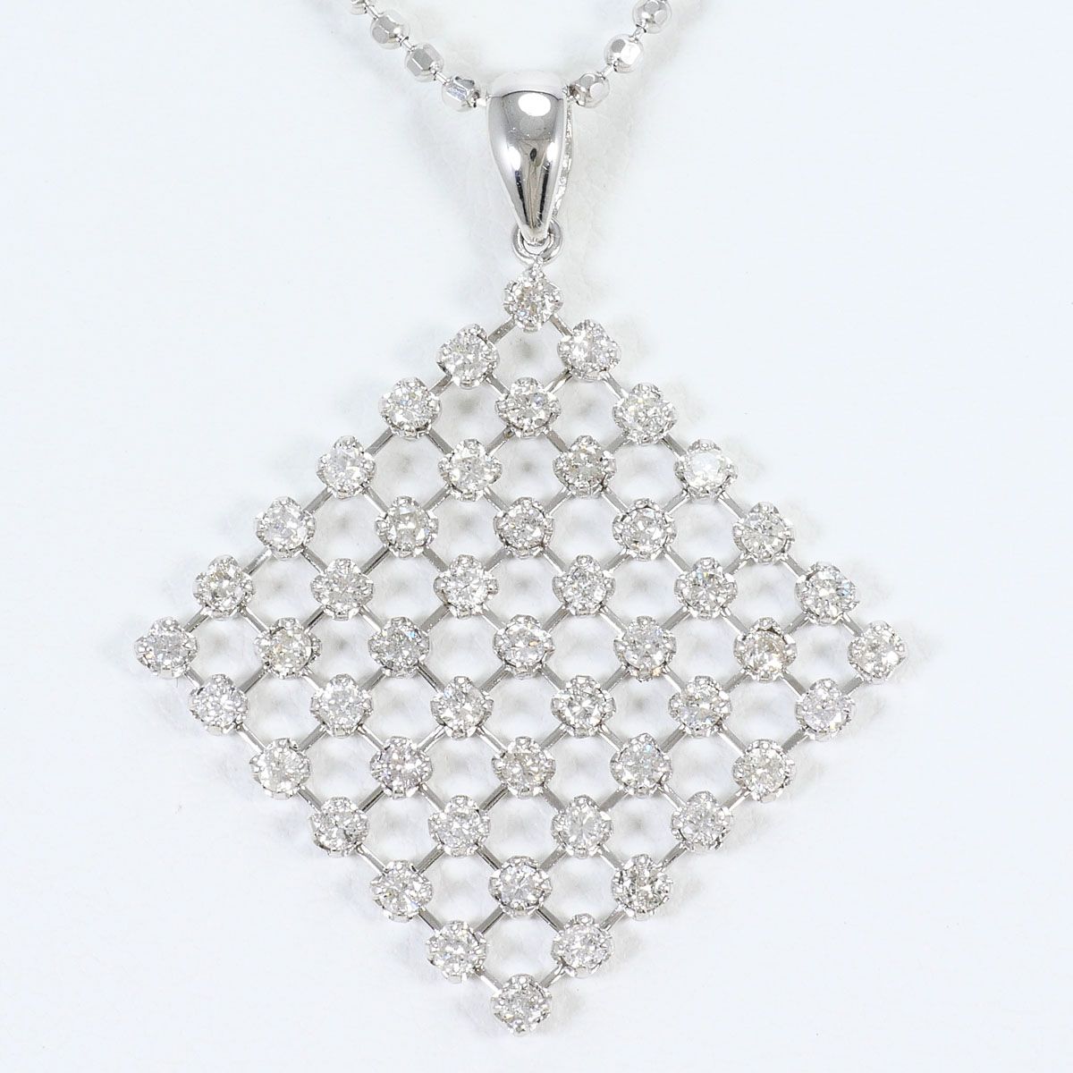 K18WG K14WG ネックレス ダイヤモンド 1.00ct カード鑑別書 総重量約6.1g 約45cm ジュエリー