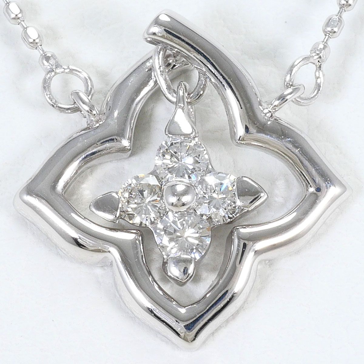 K18WG ネックレス ダイヤモンド 0.11ct カード鑑別書 総重量約2.9g 約40cm ジュエリー