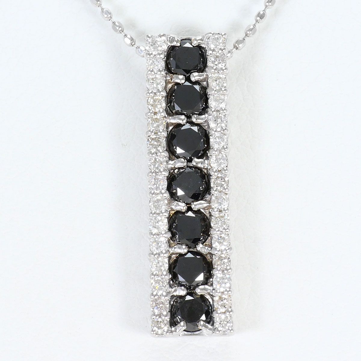 K18WG ネックレス ブラックダイヤ 0.75ct ダイヤモンド 0.30ct カード鑑別書 総重量約3.4g 約40cm ジュエリー