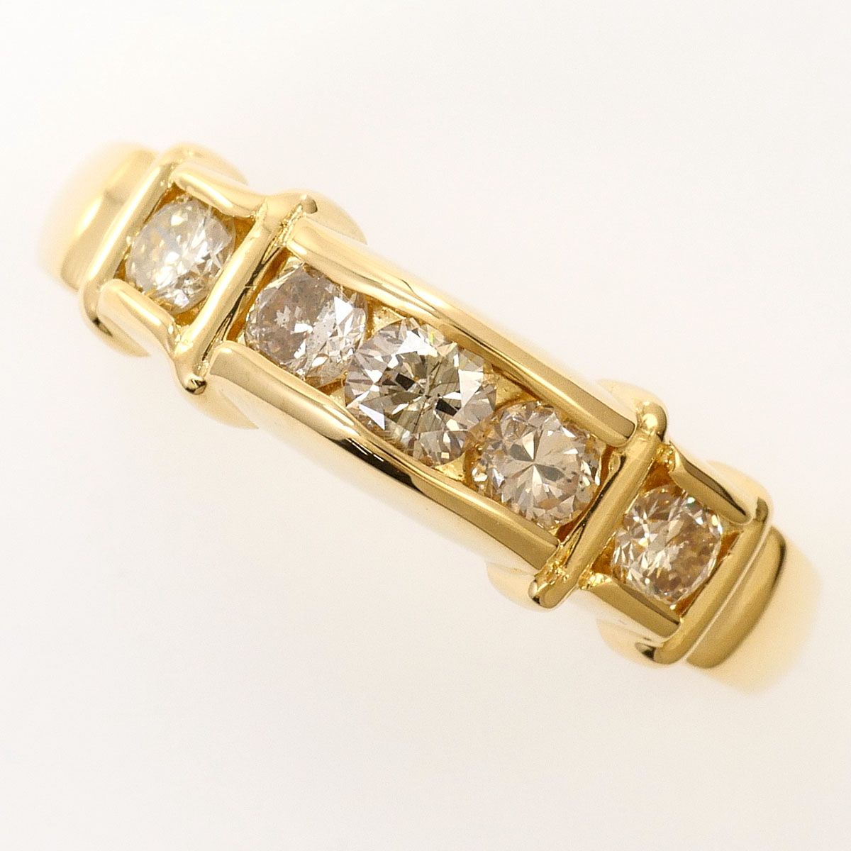 K18YG リング・指輪 11.5号 ブラウンダイヤモンド 0.50ct カード鑑別書 総重量約3.0g ジュエリー