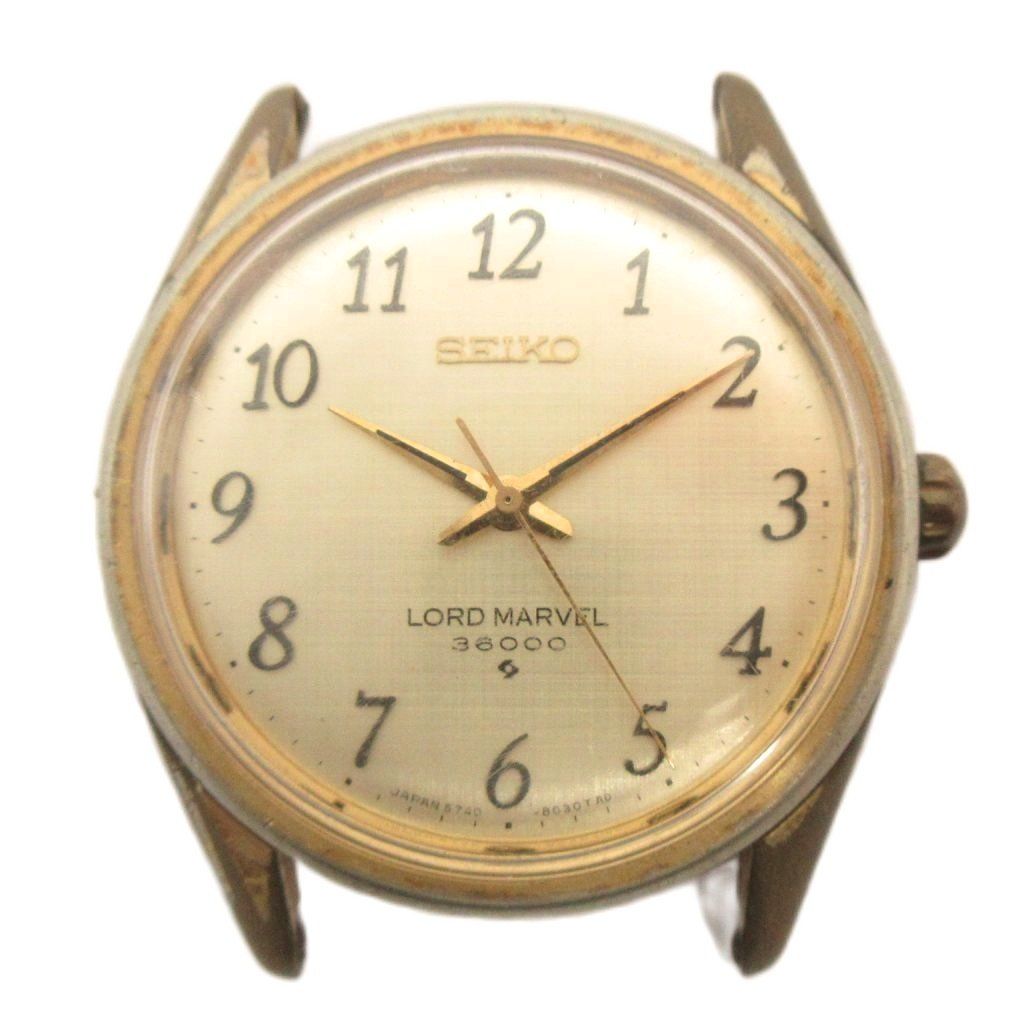 セイコー SEIKO LORD MARVEL ロードマーベル 36000 腕時計 手巻き ケースのみ 全数字 稼働品 5740-8000 ゴールドカラー
