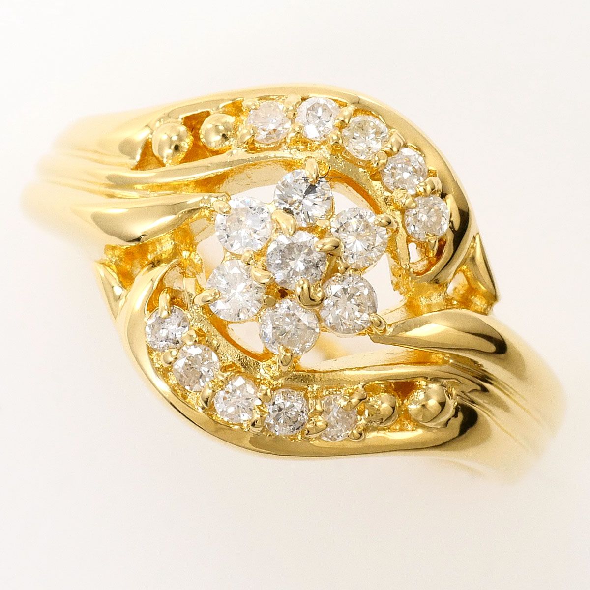 K18YG リング・指輪 10.5号 ダイヤモンド 0.32ct カード鑑別書 総重量約6.1g ジュエリー 124,000円
