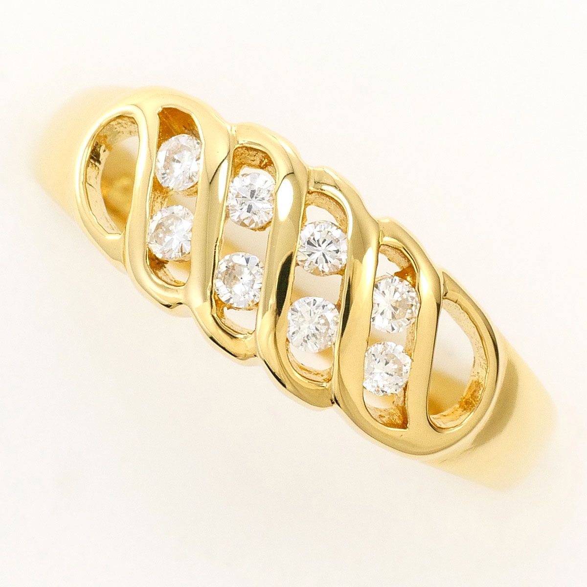 K18YG リング・指輪 13号 ダイヤモンド 0.18ct 鑑別書 総重量約2.8g ジュエリー