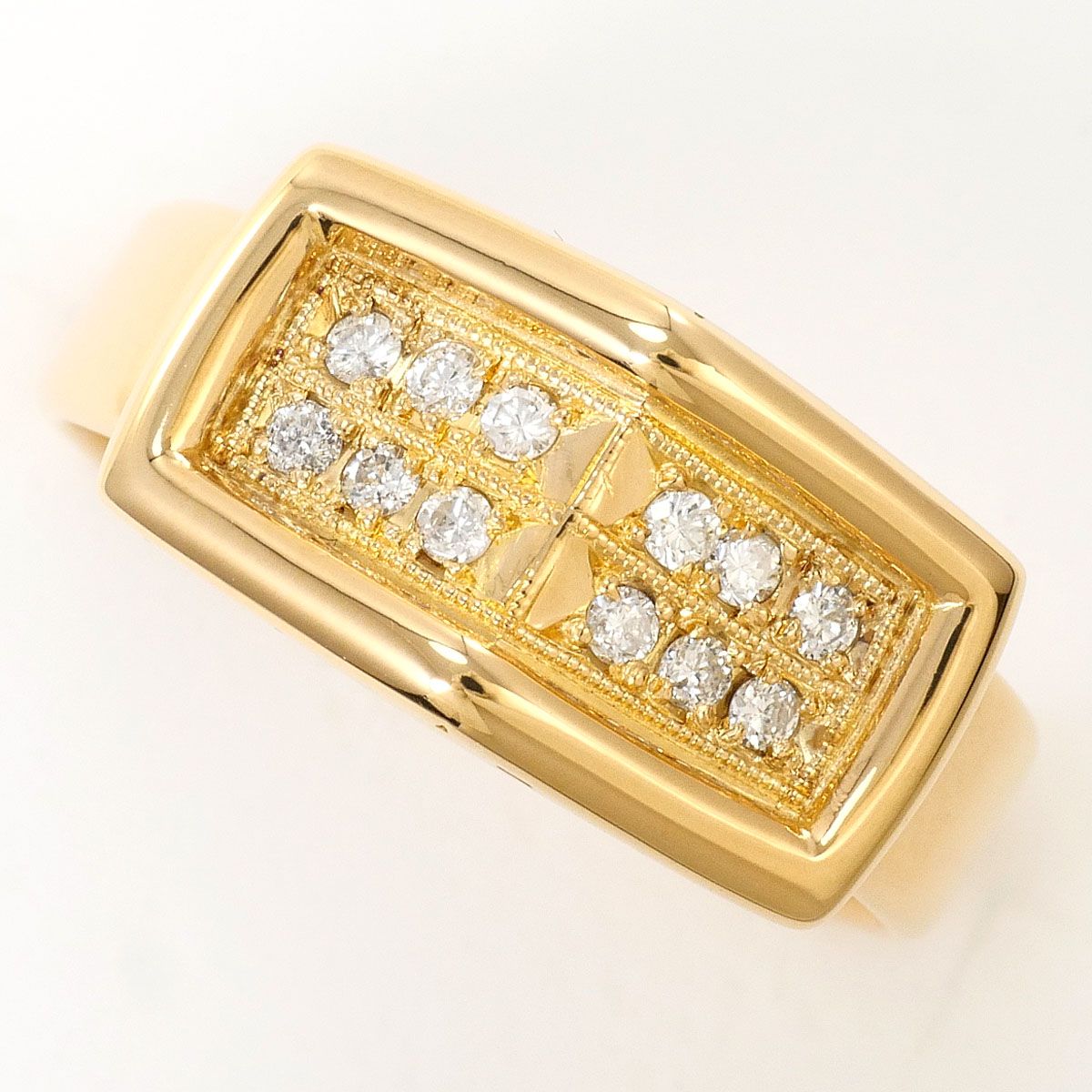 K18YG リング・指輪 12.5号 ダイヤモンド 0.12 ct 鑑別書 総重量約4.9g ジュエリー
