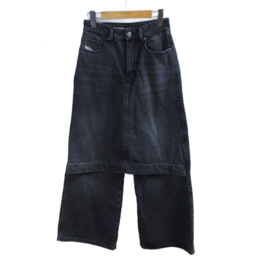 ディーゼル DIESEL D-SYREN レイヤードデニムパンツ ジーンズ W24 黒 ブラック