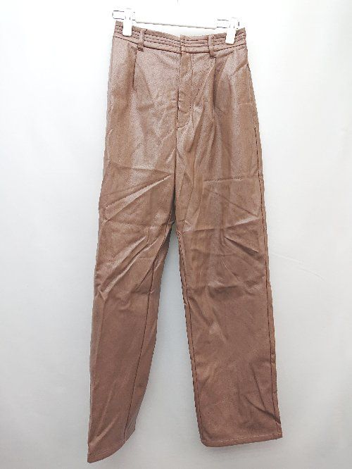 ◇ PAGEBOY ページボーイ フェイクレザー シンプル 無地 バックゴム タック パンツ サイズM ブラウン系 レディース P 【1308240011640】