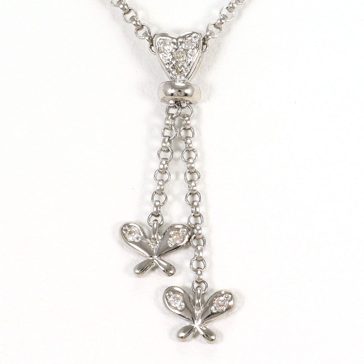 K18WG ネックレス ダイヤモンド 0.05ct 鑑別書 総重量約4.0g 約42cm ジュエリー