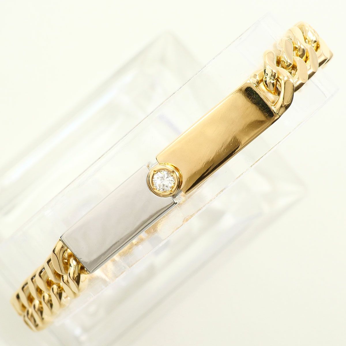 PT900/プラチナ K18YG ブレスレット ダイヤモンド 0.1ct 鑑別書 総重量約29.2g 約19cm ジュエリー