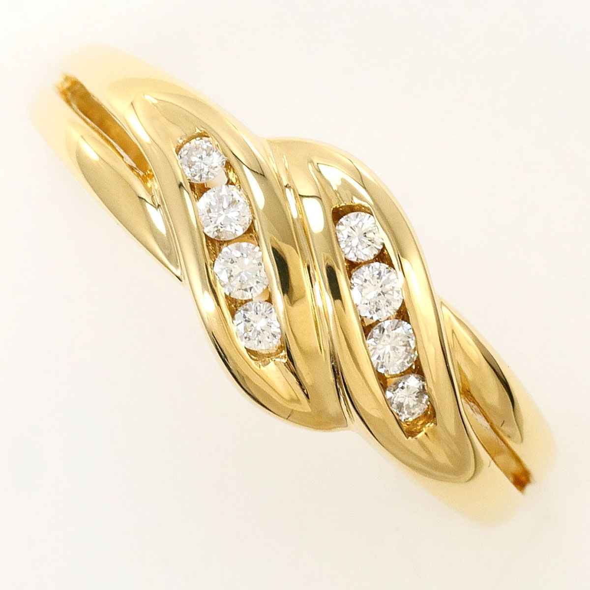 K18YG リング・指輪 9号 ダイヤモンド 0.12 ct 鑑別書 総重量約3.3g ジュエリー