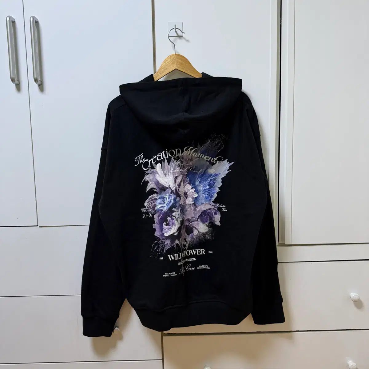 WOOYOUNGMI ウーヨンミ フラワー ダイング バックロゴ フーディー Tシャツ { 50 }