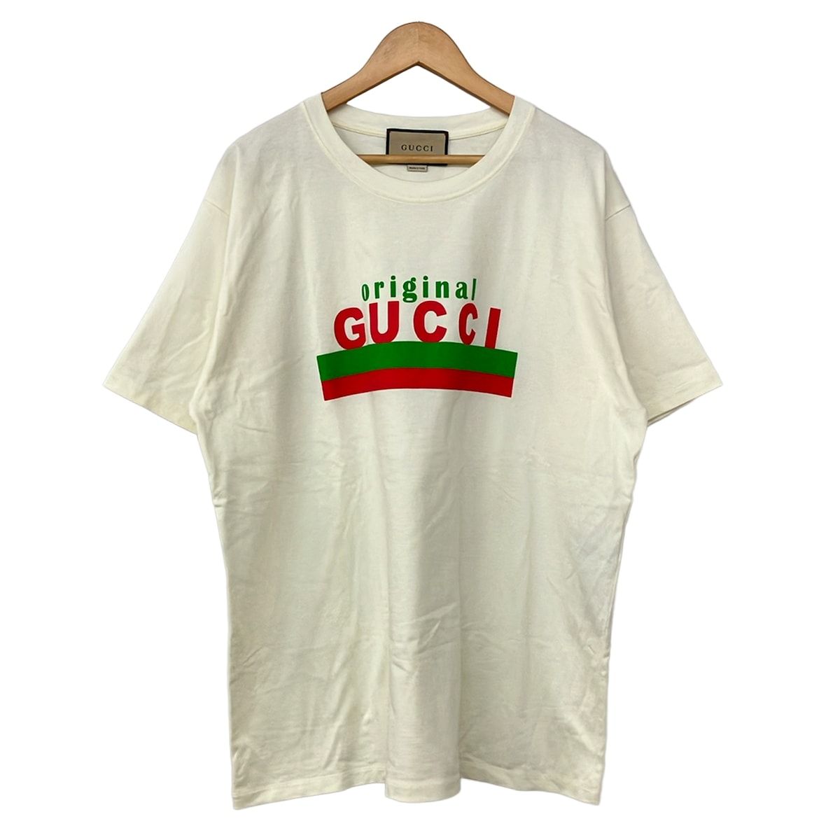 GUCCI(グッチ) 半袖Tシャツ サイズXL レディース - 616036 アイボリー×グリーン×マルチ クルーネック