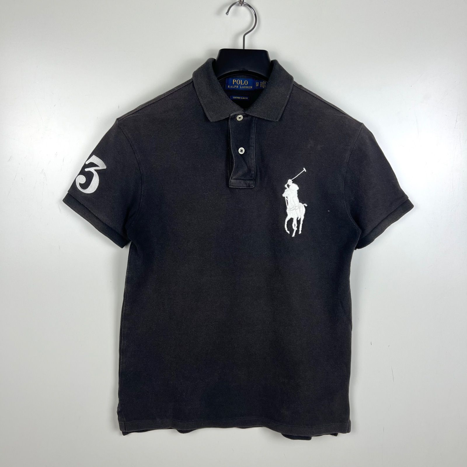 Polo Ralph Laurenビッグポニー ブラック XS 短丈 y2k POLO RALPH LAUREN y2k BIG pony POLO shirts XS ポロラルフローレン