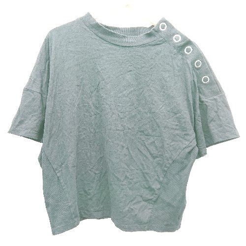 ◇ ROSE BUD ローズバッド ボタン 薄手 ストレッチ シンプル おしゃれ 半袖 カットソー サイズF ブラック レディース E 【1308290005019】