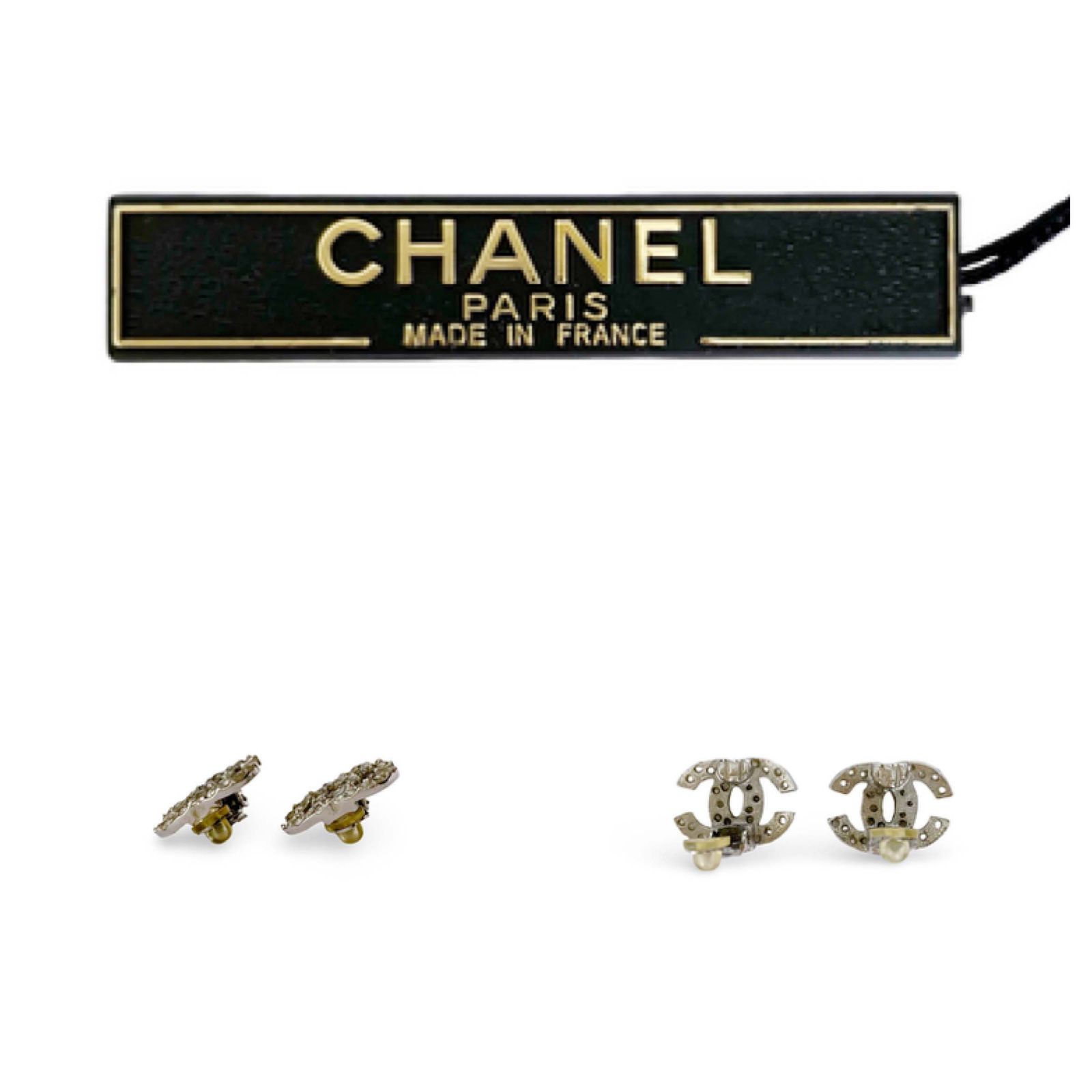 CHANEL シャネル ココマーク CC ラインストーン イヤリング クリップ式 